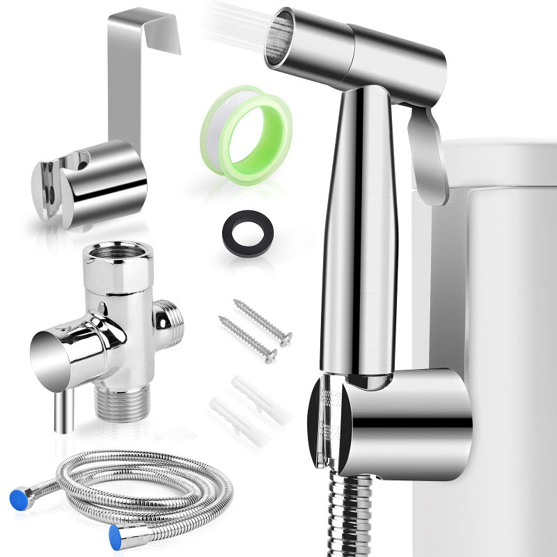 ORANGEHOME Bidet Toilet Sprayer Kit, Handheld Stainless Steel Baby Diaper Cloth Washer and Full Pressure Leakproof Pet Shower Sprayer - Image 1